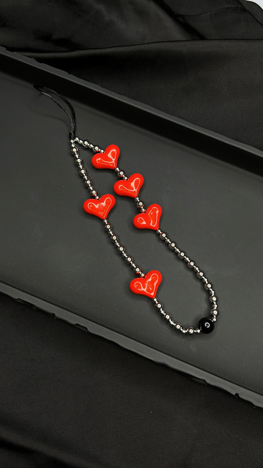 Red Heart Bead Phone Charm