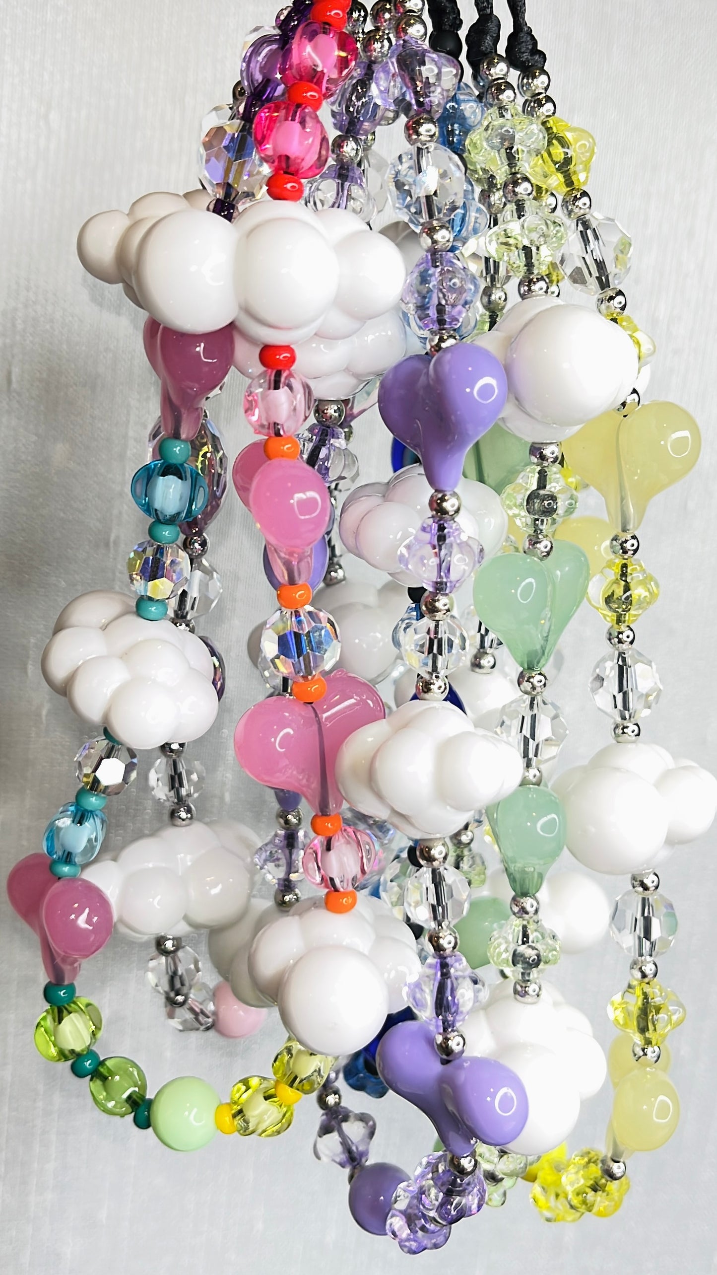 Purple Cloud & Heart Beaded Phone Charm