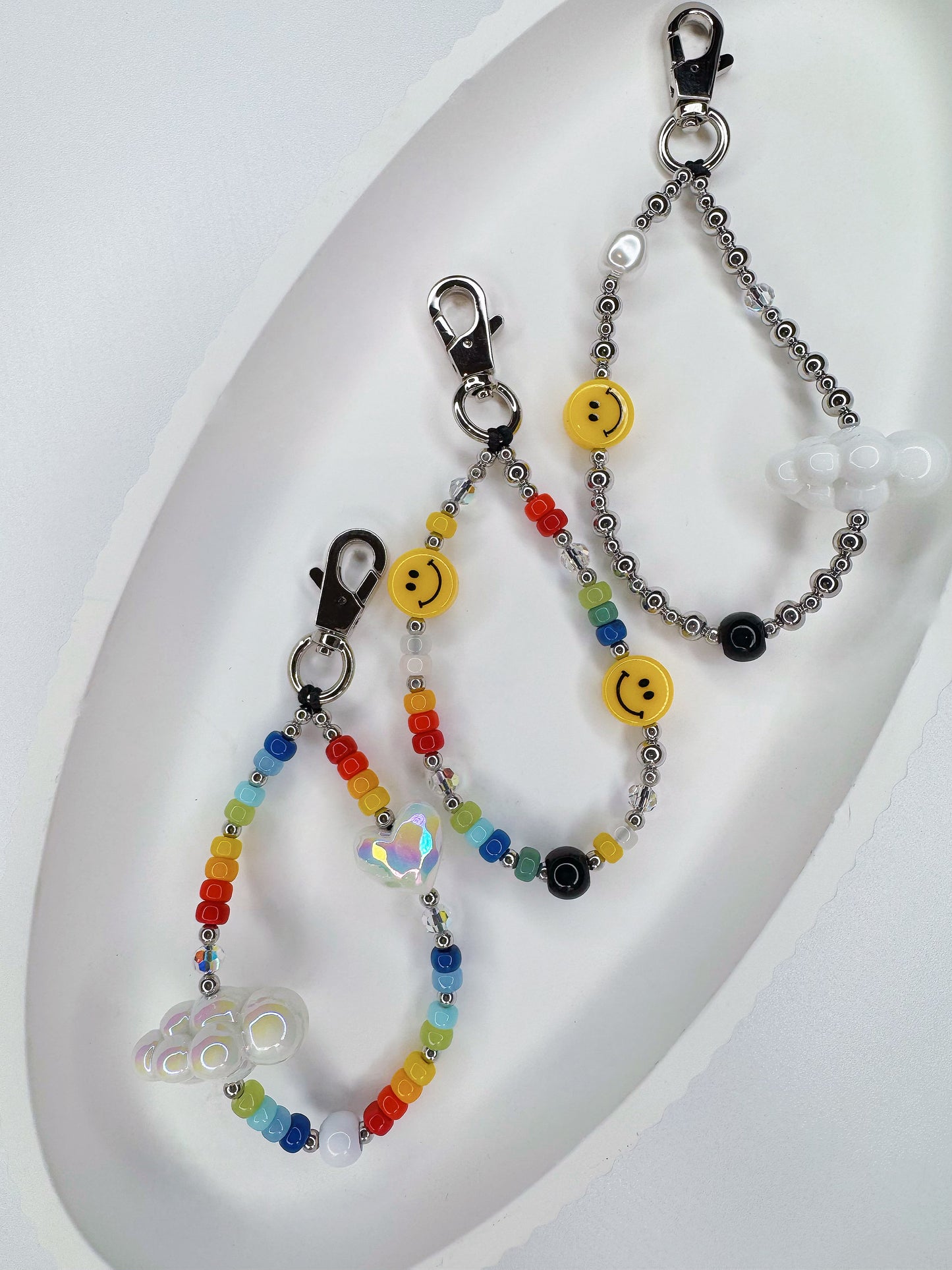 Mono Chrome Beaded Keychain