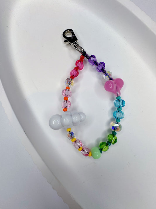 Whimsy Cloud & Heart Whimsical Beaded Keychain