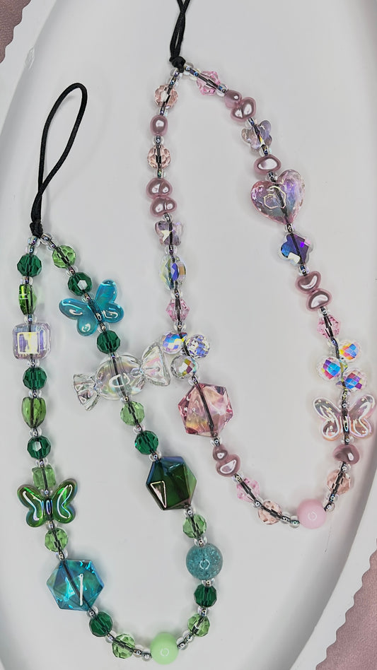 Pink Whimsical Glass Bead Phone Charm