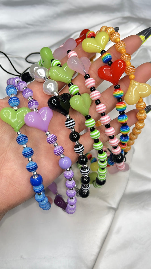 Yellow Chunky Heart Bead Phone Charm