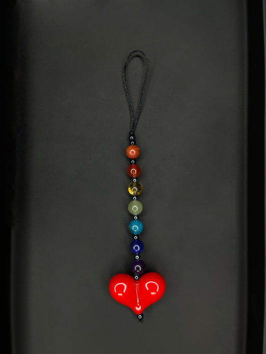Red Gemstone Bead Phone Charm