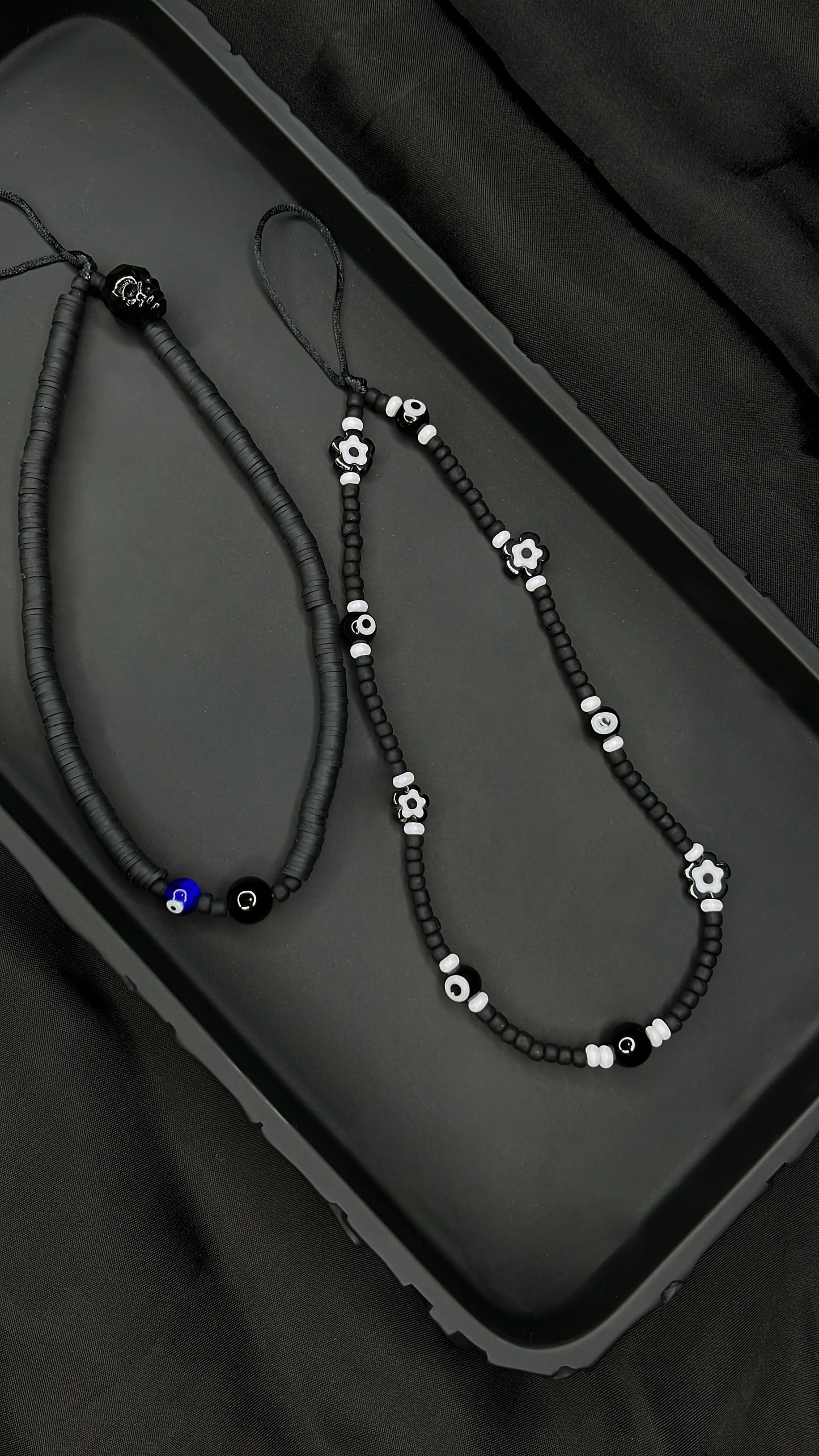 Black & White Flower Phone Charm