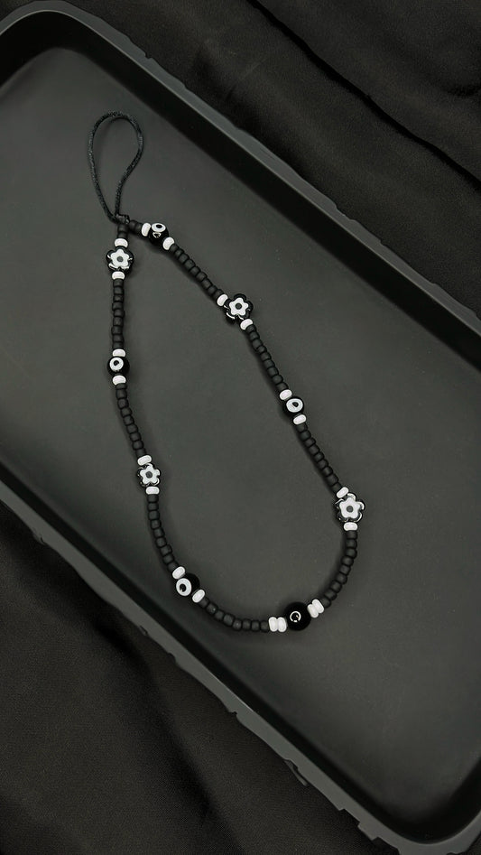 Black & White Flower Phone Charm