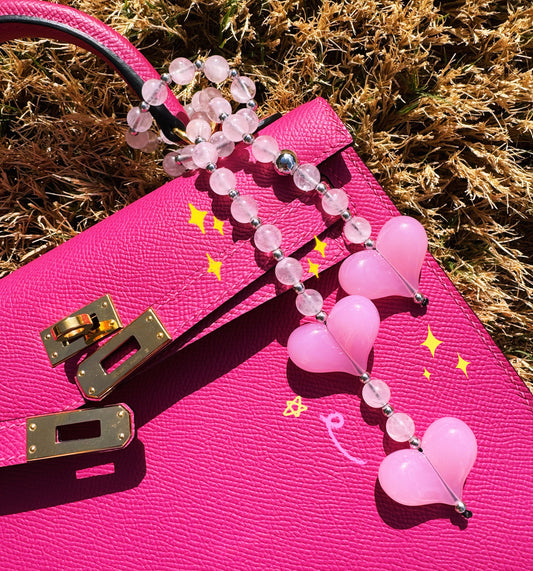 Rosy Kiss Handmade Beaded Heart Bag Charm