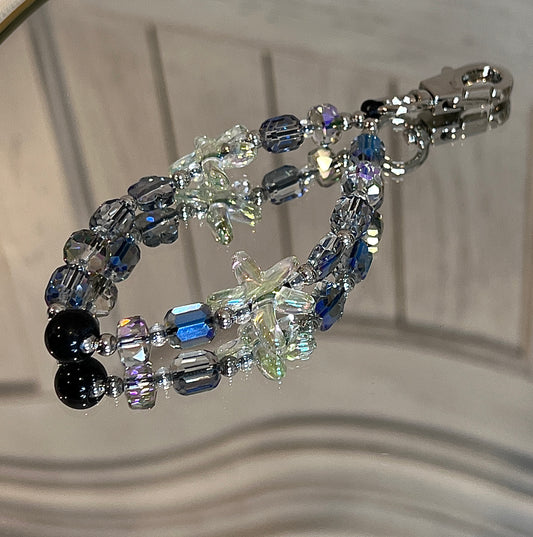 Iridescent Butterfly Beaded Keychain