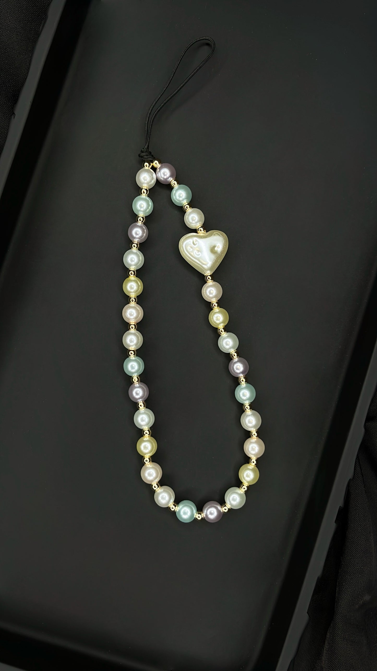 Pastel Pearl Heart Phone Charm