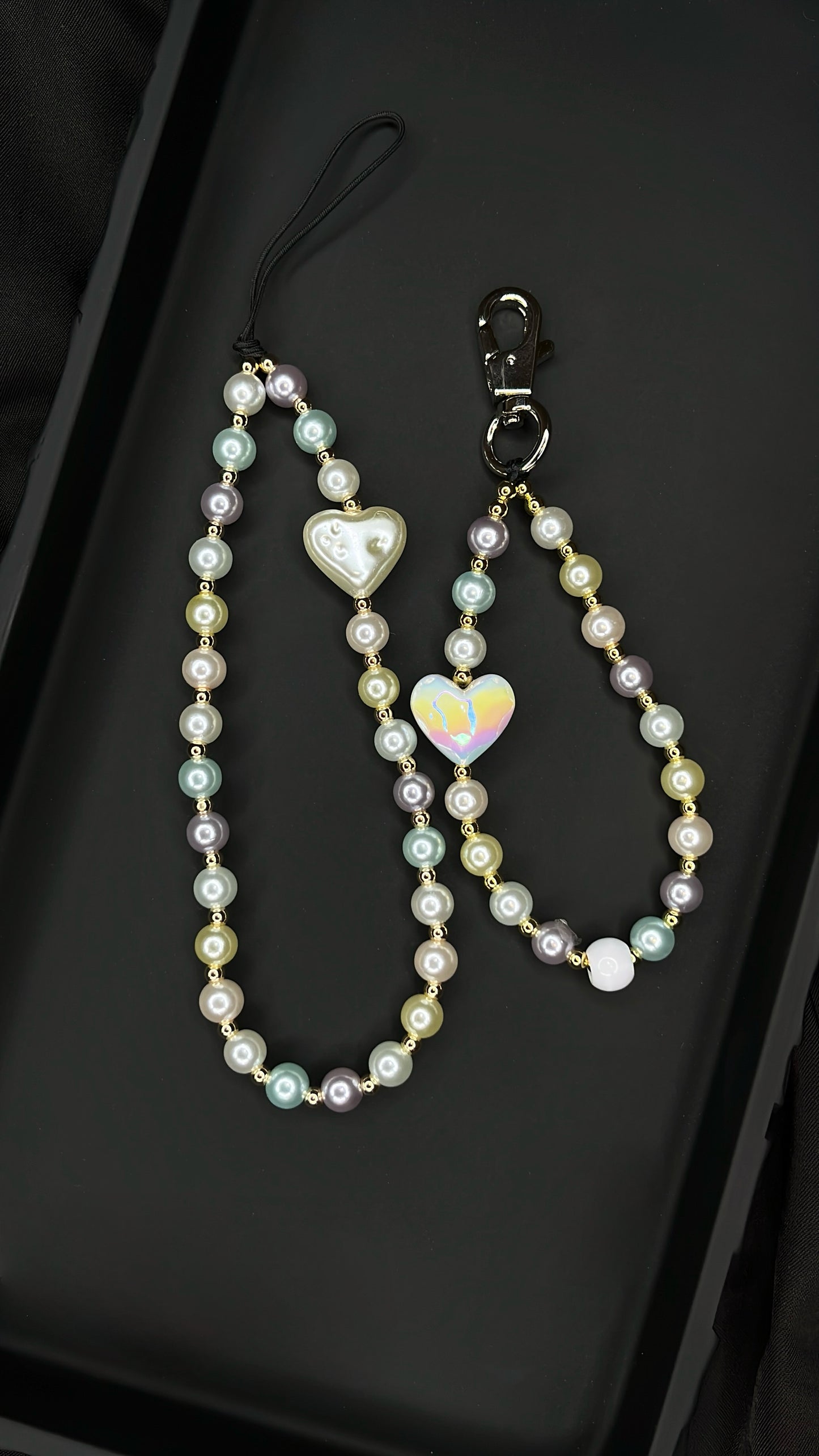 Pastel Pearl Heart Phone Charm