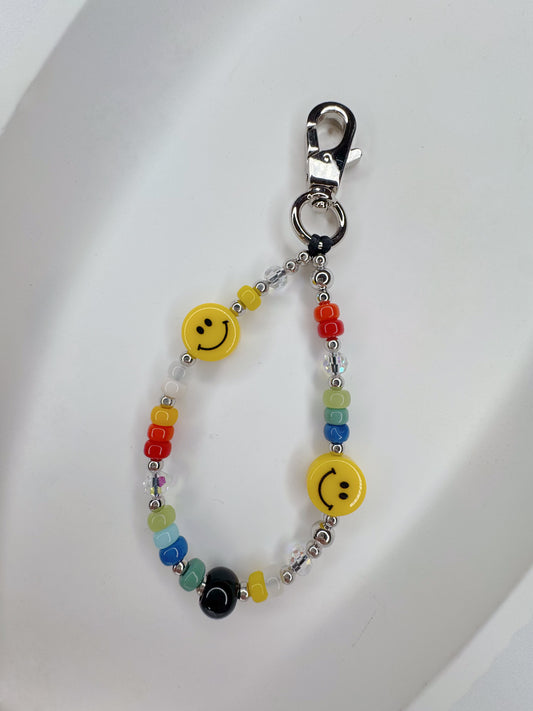 Rainbow Smile Cloud Beaded Keychain