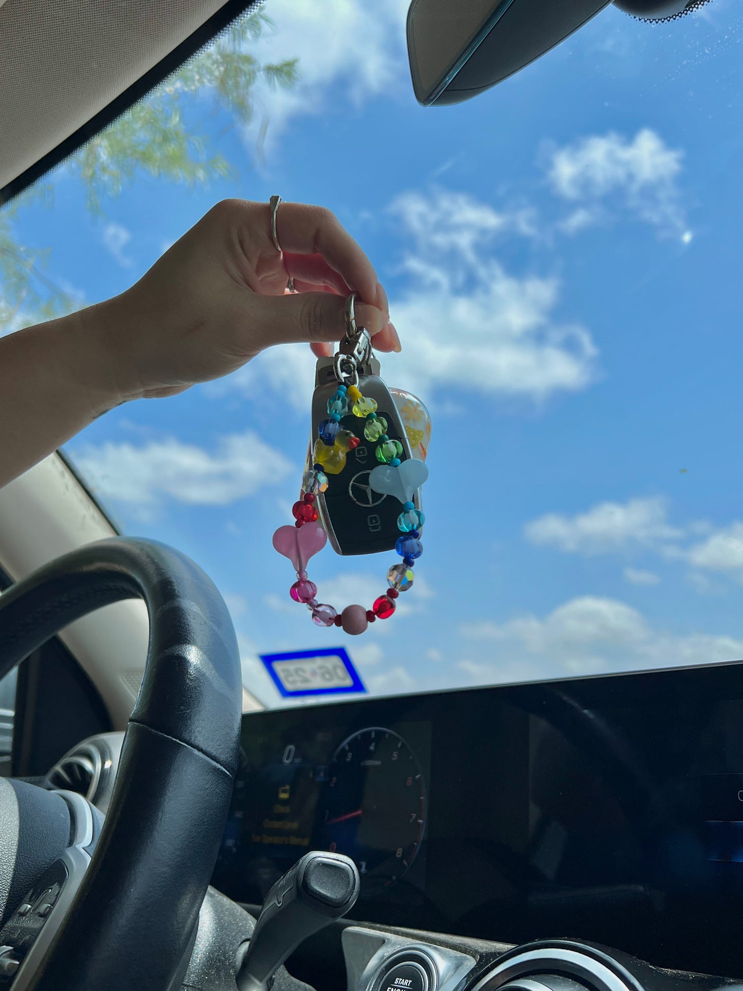 Rubber Duckie Heart Whimsical Beaded Keychain
