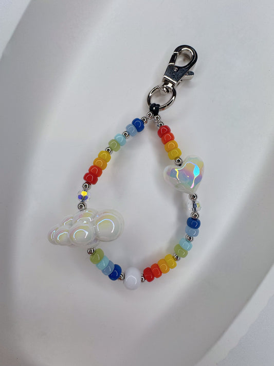 Mono Chrome Beaded Keychain