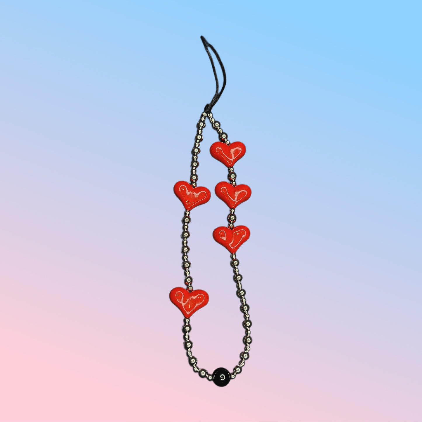 Red Heart Bead Phone Charm