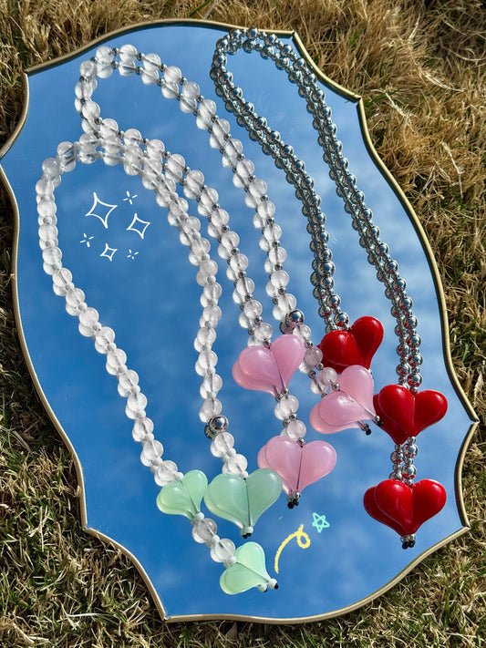 Blush Mint Handmade Beaded Heart Bag Charm