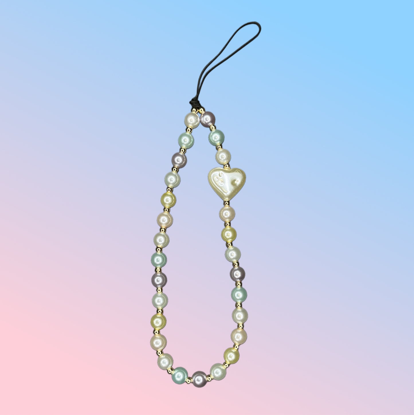 Pastel Pearl Heart Phone Charm