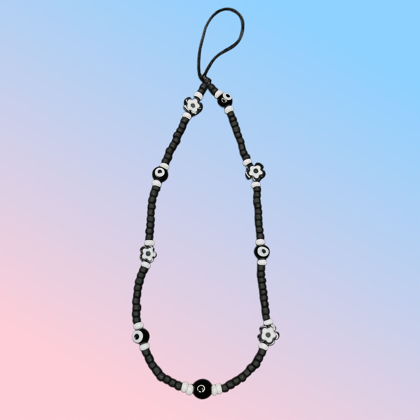 Black & White Flower Phone Charm