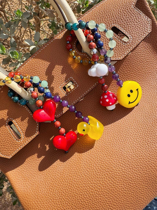 Rainbow 3-in-1 Heart & Duck Beaded Bag Charm