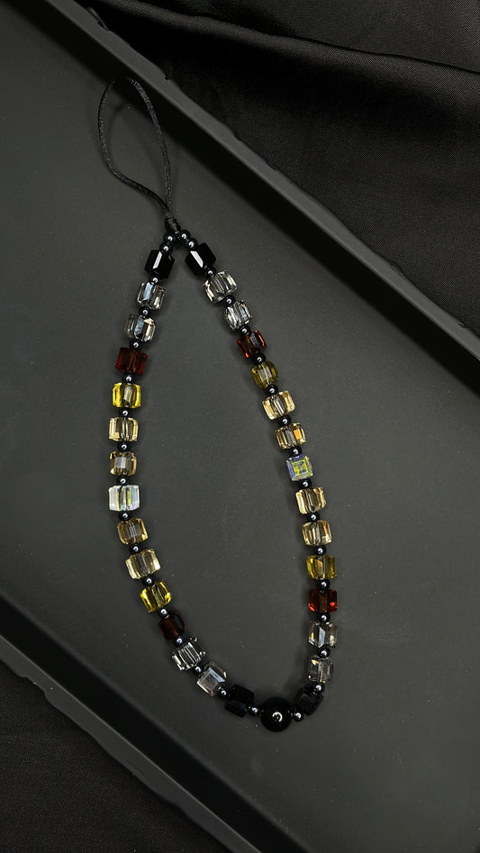 Mocha Chunky Cube Beaded Phone Charm