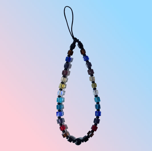 Midnight Chunky Cube Beaded Phone Charm