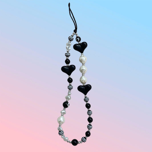 Heartbeat Noir Bead Phone Charm