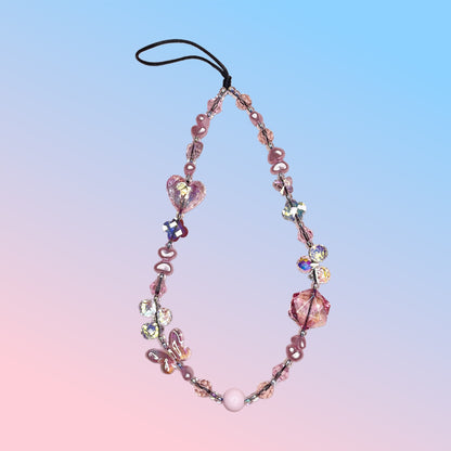 Pink Whimsical Glass Bead Phone Charm