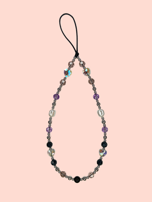 Midnight Luxe Jellybean Bead Strap Phone Charm