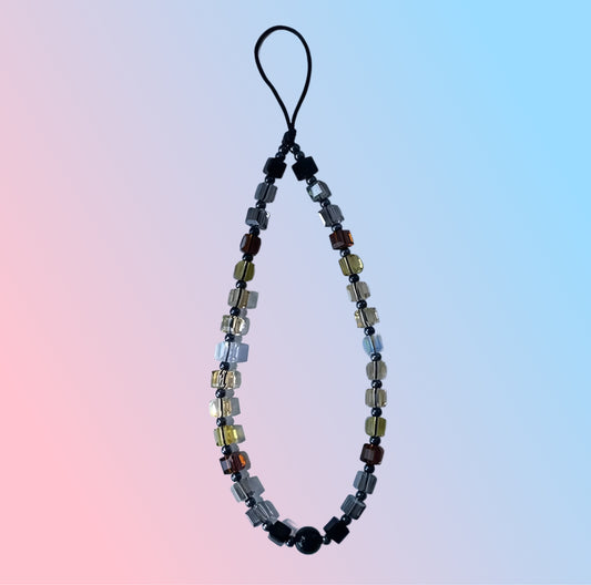 Mocha Chunky Cube Beaded Phone Charm
