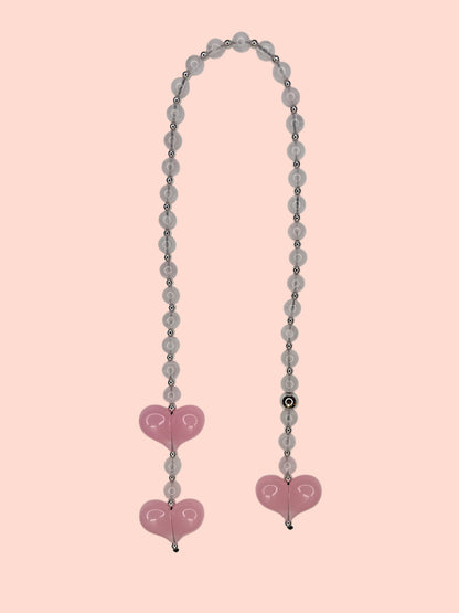 Rosy Kiss Handmade Beaded Heart Bag Charm