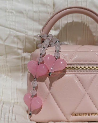 Rosy Kiss Handmade Beaded Heart Bag Charm