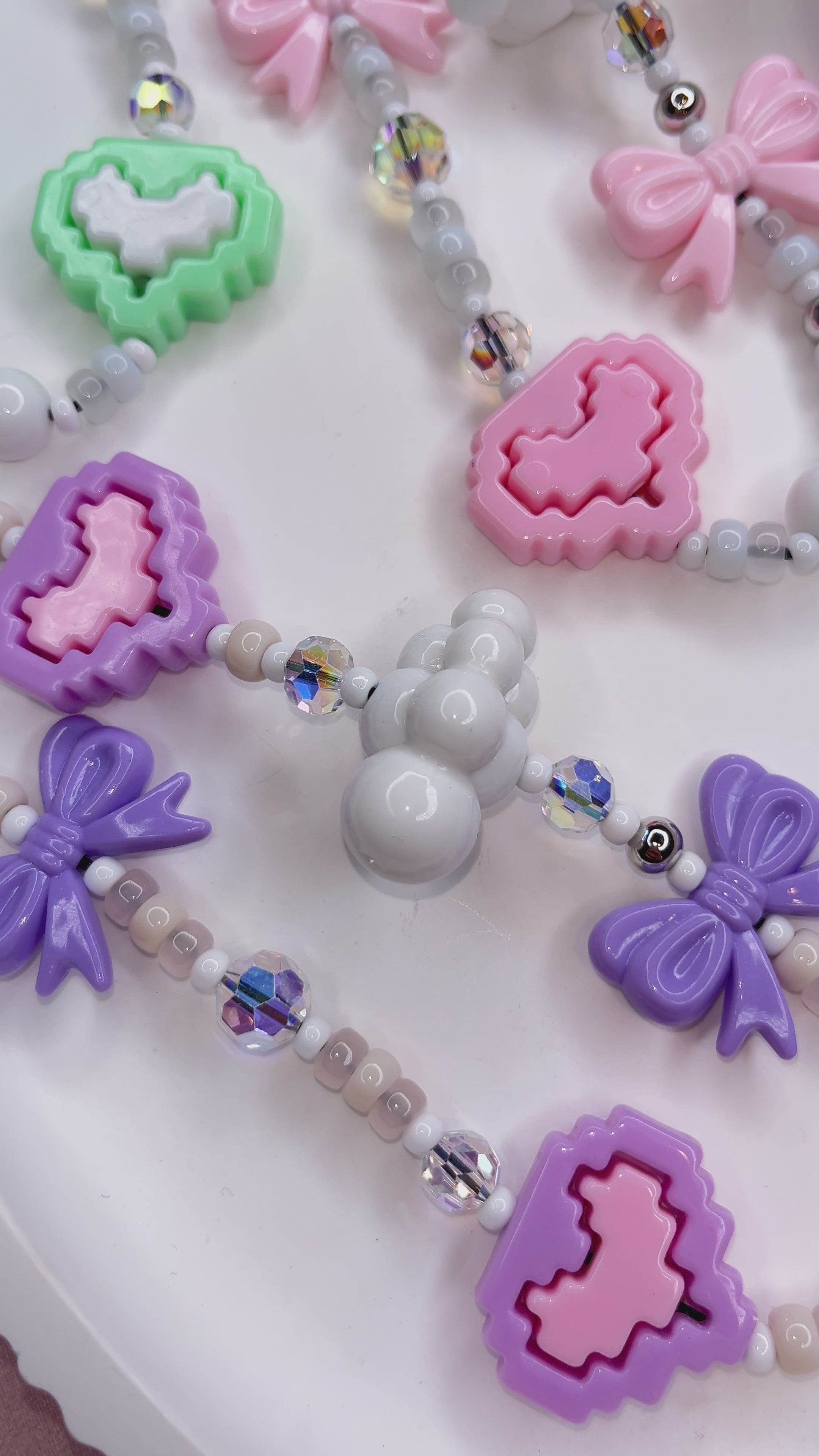 Purple Kawaii Bow-Pixel Heart Phone Charm – HeppyFly